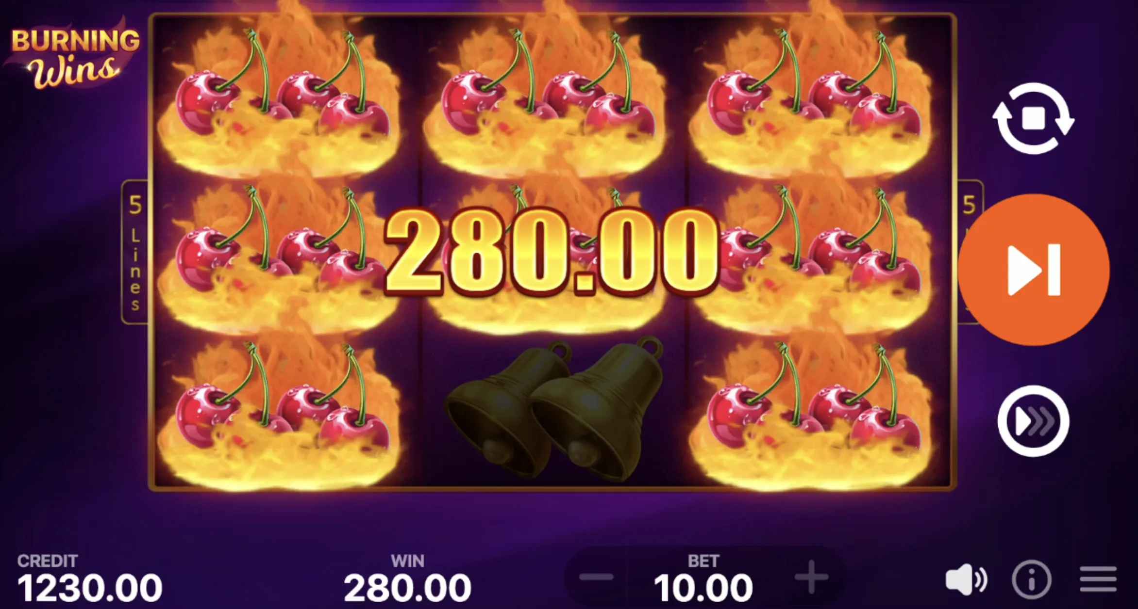Burning Wins: classic 5 lines demo
